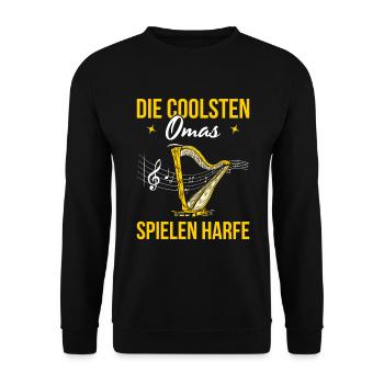 Die Coolsten Omas Spielen Harfe Geschenk - Unisex Pullover - Schwarz - Vorne - Alina (178cm) & Michal (187cm)