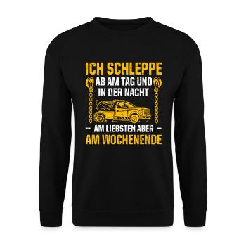 Ich Schleppe Ab Am Liebsten Aber Am Wochenende - Unisex Pullover - Schwarz - Vorne - Alina (178cm) & Michal (187cm)