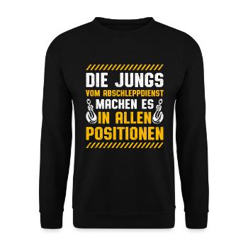 Vom Abschleppdienst Machen Es In Allen Positionen - Unisex Pullover - Schwarz - Vorne - Alina (178cm) & Michal (187cm)