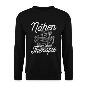 Nähen ist Meine Therapie Näherin Geschenk - Unisex Pullover - Schwarz - Vorne - Alina (178cm) & Michal (187cm)