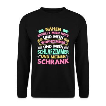 Nähen Erfüllt Mein Herz Geschenk Nähen Näherin - Unisex Pullover - Schwarz - Vorne - Alina (178cm) & Michal (187cm)