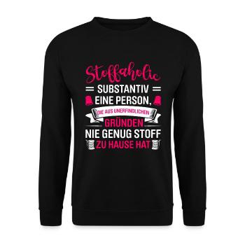 Stoffaholic Nähmaschine Nähen Näherin Näher - Unisex Pullover - Schwarz - Vorne - Alina (178cm) & Michal (187cm)