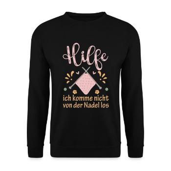 Hilfe Ich Komme Nicht Von Der Nadel Los - Unisex Pullover - Schwarz - Vorne - Alina (178cm) & Michal (187cm)