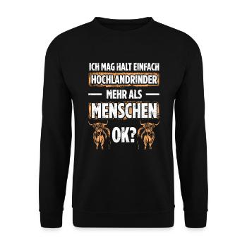 Ich Mag Halt Einfach Hochlandrinder Mehr Als Mensc - Unisex Pullover - Schwarz - Vorne - Alina (178cm) & Michal (187cm)
