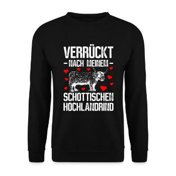 Verrückt Nach Meinem Schottischen Hochlandrind - Unisex Pullover - Schwarz - Vorne - Alina (178cm) & Michal (187cm)