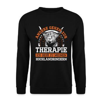Andere Gehen Zur Therapie Gehe Zu Hochlandrindern - Unisex Pullover - Schwarz - Vorne - Alina (178cm) & Michal (187cm)