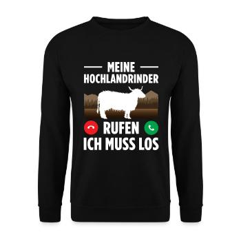 Meine Hochlandrinder Rufen Ich Muss Los - Unisex Pullover - Schwarz - Vorne - Alina (178cm) & Michal (187cm)