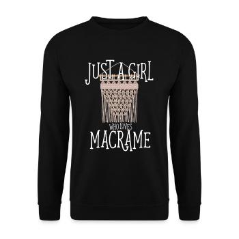 Makramee Nur ein Mädchen, das Makramee liebt - Unisex Pullover - Schwarz - Vorne - Alina (178cm) & Michal (187cm)