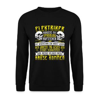 Elektriker Spruch Elektromeister Elektrotechniker - Unisex Pullover - Schwarz - Vorne - Alina (178cm) & Michal (187cm)