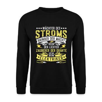 Elektriker Wächter Des Stromes Elektriker Spruch - Unisex Pullover - Schwarz - Vorne - Alina (178cm) & Michal (187cm)
