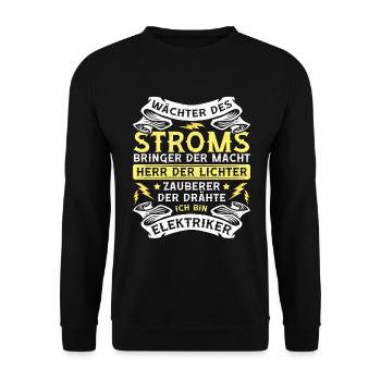 Elektriker Gebet Wächter Des Stromes Spruch - Unisex Pullover - Schwarz - Vorne - Alina (178cm) & Michal (187cm)