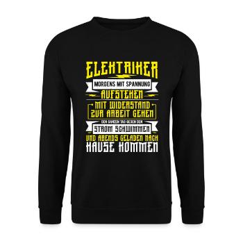 Elektromeister Elektrotechniker Elektriker Spruch - Unisex Pullover - Schwarz - Vorne - Alina (178cm) & Michal (187cm)