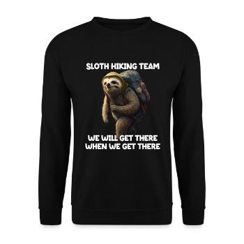Sloth Hiking Team Wir werden es schaffen - Unisex Pullover - Schwarz - Vorne - Alina (178cm) & Michal (187cm)