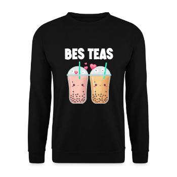 Boba Milch Tee Bes Tees - Unisex Pullover - Schwarz - Vorne - Alina (178cm) & Michal (187cm)