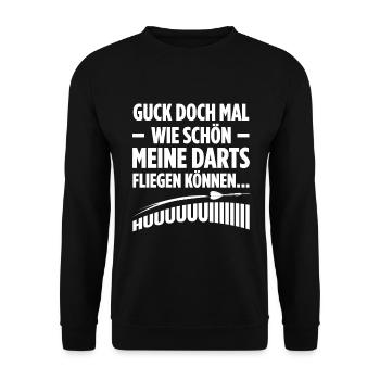 Guck Doch Mal Wie Schön Meine Darts Fliegen Können - Unisex Pullover - Schwarz - Vorne - Alina (178cm) & Michal (187cm)