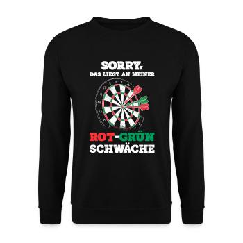 Sorry, Das Liegt An Meiner Rot-Grün Schwäche - Unisex Pullover - Schwarz - Vorne - Alina (178cm) & Michal (187cm)