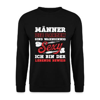 Männer Die Darten Sind Wahnsinnig Sexy Ich Bin Der - Unisex Pullover - Schwarz - Vorne - Alina (178cm) & Michal (187cm)
