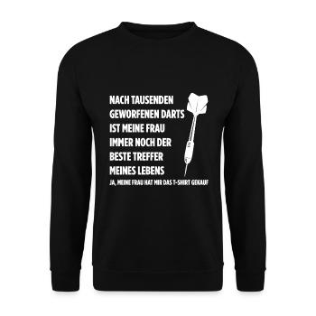 Nach Tausenden Geworfenen Darts Ist Meine Frau Imm - Unisex Pullover - Schwarz - Vorne - Alina (178cm) & Michal (187cm)