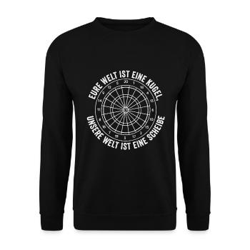 Eure Welt Ist Eine Kugel, Unsere Welt Ist Eine - Unisex Pullover - Schwarz - Vorne - Alina (178cm) & Michal (187cm)
