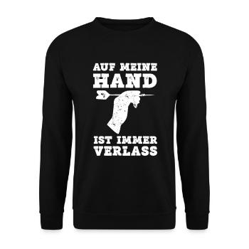Auf Meine Hand Ist Immer Verlass - Unisex Pullover - Schwarz - Vorne - Alina (178cm) & Michal (187cm)