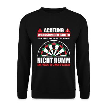 Achtung Wahnsinniger Darter Im Punkterausch Nicht - Unisex Pullover - Schwarz - Vorne - Alina (178cm) & Michal (187cm)