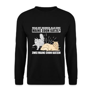 Was ist besser als eine Maine Coon Katze? Zwei - Unisex Pullover - Schwarz - Vorne - Alina (178cm) & Michal (187cm)