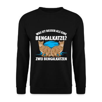 Was ist besser als eine Bengalkatze? Zwei - Unisex Pullover - Schwarz - Vorne - Alina (178cm) & Michal (187cm)
