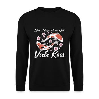 Was ist besser als ein Koi? Viele Kois - Unisex Pullover - Schwarz - Vorne - Alina (178cm) & Michal (187cm)