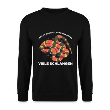 Was ist besser als eine Schlange? Viele Schlangen - Unisex Pullover - Schwarz - Vorne - Alina (178cm) & Michal (187cm)