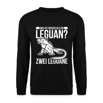 Was ist besser als ein Leguan? Zwei Leguane? - Unisex Pullover - Schwarz - Vorne - Alina (178cm) & Michal (187cm)