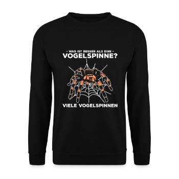 Was ist besser als eine Vogelspinne? Viele - Unisex Pullover - Schwarz - Vorne - Alina (178cm) & Michal (187cm)
