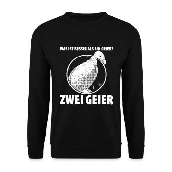 Was ist besser als ein Geier? Zwei Geier - Unisex Pullover - Schwarz - Vorne - Alina (178cm) & Michal (187cm)