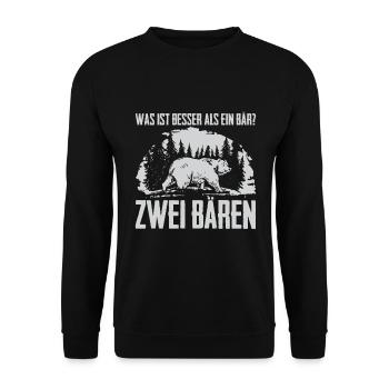 Was ist besser als ein Bär? Zwei Bären - Unisex Pullover - Schwarz - Vorne - Alina (178cm) & Michal (187cm)