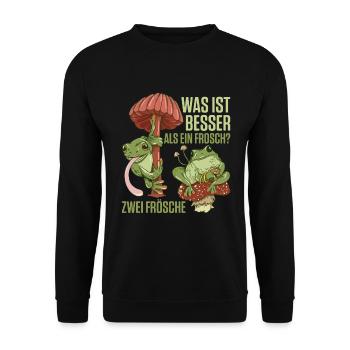 Was ist besser als ein Frosch? Zwei Frösche - Unisex Pullover - Schwarz - Vorne - Alina (178cm) & Michal (187cm)