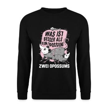 Was ist besser als ein Opossum? Zwei Opossums - Unisex Pullover - Schwarz - Vorne - Alina (178cm) & Michal (187cm)