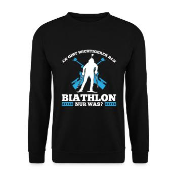 Es Gibt Wichtigeres Als Biathlon Nur Was? - Unisex Pullover - Schwarz - Vorne - Alina (178cm) & Michal (187cm)