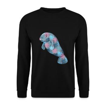 Manatee Palm Trees Colorful - Unisex Sweatshirt - black - Front - Alina (178cm) & Michal (187cm)