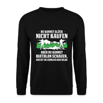 Du Kannst Glück Nicht Kaufen Aber Kannst Biathlon - Unisex Pullover - Schwarz - Vorne - Alina (178cm) & Michal (187cm)