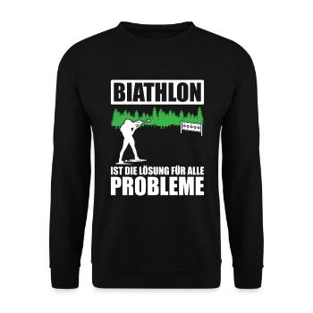 Biathlon Ist Die Lösung Für Alle Probleme - Unisex Pullover - Schwarz - Vorne - Alina (178cm) & Michal (187cm)