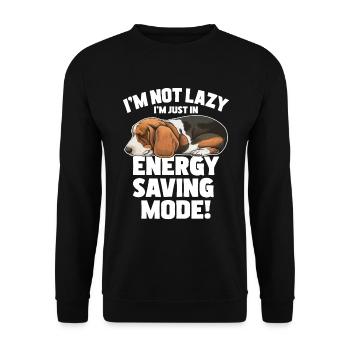 Basset Hound im nicht faul im nur Energie sparen - Unisex Pullover - Schwarz - Vorne - Alina (178cm) & Michal (187cm)