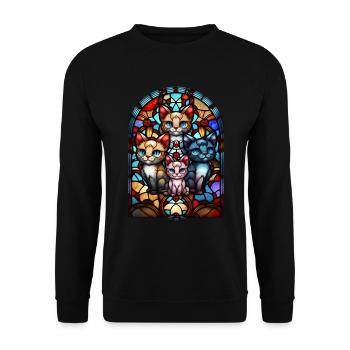 Cats Stained Glass Window - Unisex Sweatshirt - black - Front - Alina (178cm) & Michal (187cm)