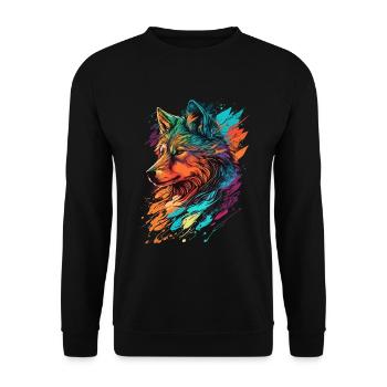 Wolf Head Colorful - Unisex Sweatshirt - black - Front - Alina (178cm) & Michal (187cm)
