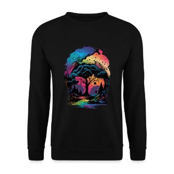 Magischer Wald bunt - Unisex Pullover - Schwarz - Vorne - Alina (178cm) & Michal (187cm)