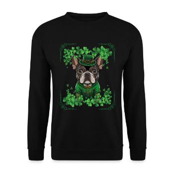 Fête de la Saint-Patrick Bouledogue Français Et Trèfles - Sweat-shirt Unisexe - noir - Devant - Alina (178cm) & Michal (187cm)