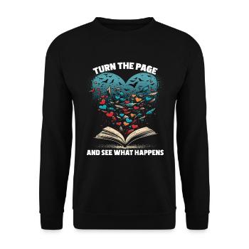 Réservez Tournez la page et voyez ce qui se passe - Sweat-shirt Unisexe - noir - Devant - Alina (178cm) & Michal (187cm)