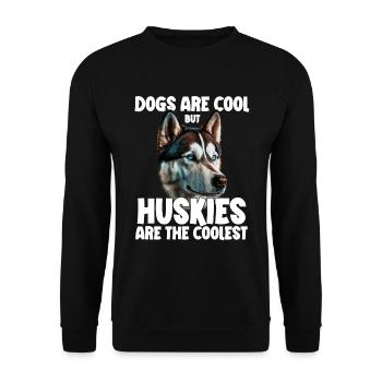 Hunde sind cool, aber Huskys sind die coolsten - Unisex Pullover - Schwarz - Vorne - Alina (178cm) & Michal (187cm)