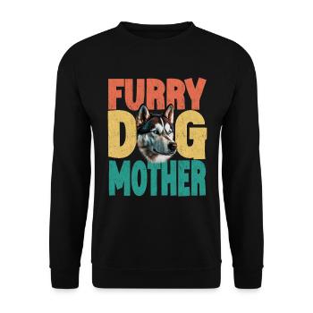 Sibirischer Husky Furry Hund Mutter - Unisex Pullover - Schwarz - Vorne - Alina (178cm) & Michal (187cm)