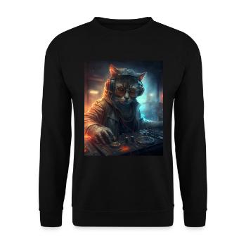 DJ Katze - Unisex Pullover - Schwarz - Vorne - Alina (178cm) & Michal (187cm)