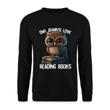 Hibou aime toujours lire des livres - Sweat-shirt Unisexe - noir - Devant - Alina (178cm) & Michal (187cm)