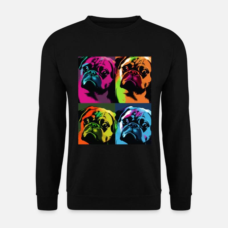 Mops Hund Pop Art - Unisex Pullover - Schwarz